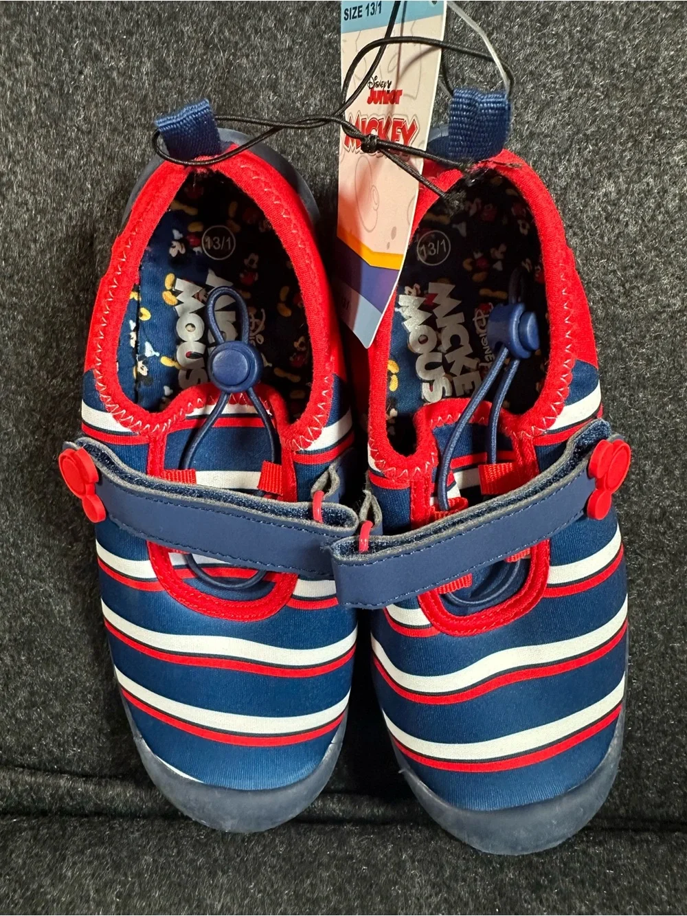Disney Mickey Mouse Toddler Boys Water Shoes Size 13/1 Red Blue